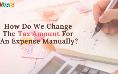 How do we change the tax amount for an expense manually?
