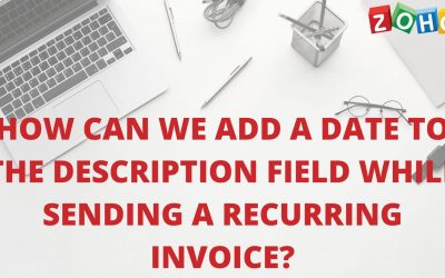 How can I add a date to the description field while sending a recurring invoice?