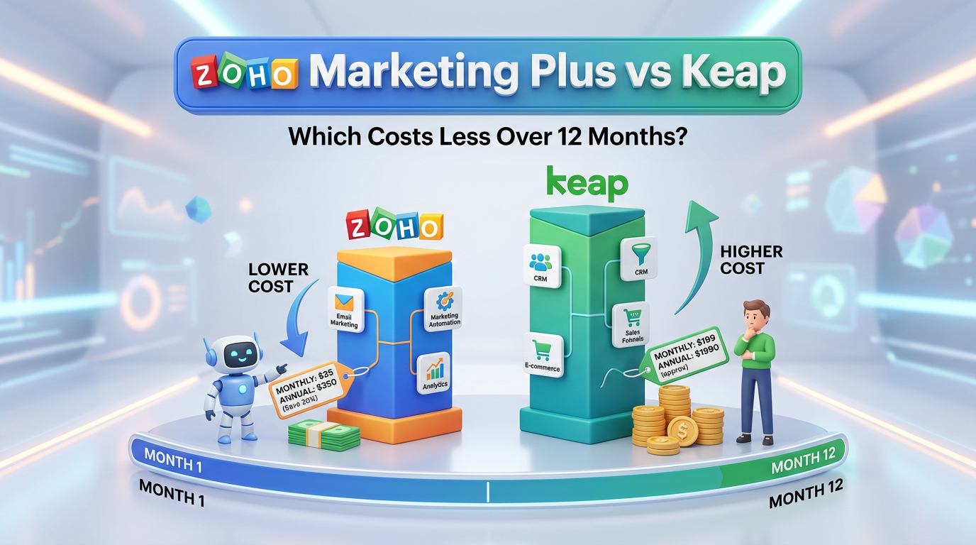 Zoho Marketing Plus vs Keap: Which Costs Less Over 12 Months?