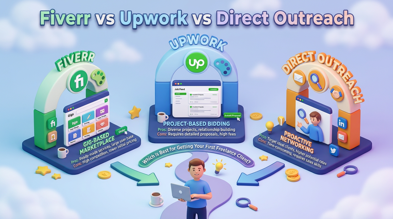 Fiverr vs Upwork vs Direct Outreach: Which Is Best for Getting Your First Freelance Client?