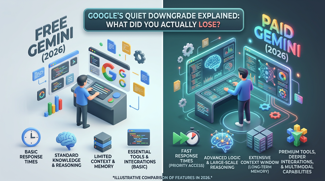 Free Gemini vs Paid Gemini in 2026: Google’s Quiet Downgrade Explained — What Did You Actually Lose?